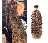 Water Wave Bulk Human Hair for Boho Braids Human Braiding Hair for Braids Hair 100% Unprocessed Brazilian Human Hair for Boho Braids No Weft Water Wave Bulk P4/27#, 14 pulgadas 2 paquetes de 100 g (1