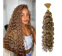 Water Wave Bulk Human Hair for Braiding 1 Bundles 100% Unprocessed Brazilian Virgin Human Hair Boho Braids Hair Human Braiding Hair No Weft Caramel Honey Blonde 50g 22 inch