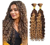 Water Wave Bulk Human Hair for Braiding 100% Unprocessed Brazilian Virgin Human Hair Boho Braids Hair Human Braiding Hair No Weft Highlight Ombre P4/27 Color 100g 16 inch