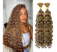 Water Wave Bulk Human Hair for Braiding 2 Bundles 100% Unprocessed Brazilian Virgin Human Hair Boho Braids Hair Human Braiding Hair No Weft Caramel Honey Blonde 100g 26 inch