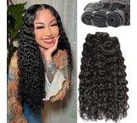 Water Wave Human Hair Bundles 16 16 16 Inch 12A Curly Bundles Human Hair 100% Unprocessed Brazilian Virgin 3 Bundles Wet and Wavy Weave Extensions