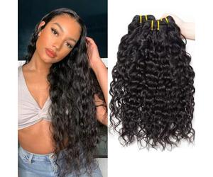 Water Wave Human Hair Bundles Paquetes de Tejido Rizado Cabello Humano 100% sin Procesar Cabello Humano Virgen Brasileño 3 Paquetes 14 14 14 Pulgadas