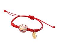 WATERBELINE Pulsera Maneki Neko,Linda Pulsera De Gato Maneki Neko Joyería De Cerámica Hecha A Mano Pulseras De Cuentas De Colores Ajustables para Mujeres Niñas Joyería