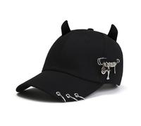 WATERBELINE Sombrero de béisbol para niña con decoración de cuerno de diablo, llamativo sombrero de visera de reunión de viaje, sombrero de adolescente para ciclismo, senderismo, sombrero de visera