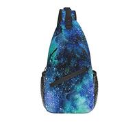 Waterclor Universe Blue Nebula Galaxy Cross Chest Bag Diagonalmente Sling Mochila Crossbody Bandolera Viajes Senderismo Mochilas para Hombres Mujeres
