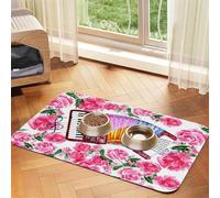Watercolor Accordion Flower Rose,Waterproof Pet Feeding Mat,PU Leather Placemats for Cat Dog Water Bowl,Food Mats,30x45cm