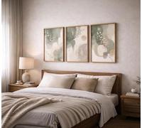 Watercolor Botanical Canvas Wall Art Sage Green Beige Prints Painting Picture Wall Decor Modern Zen Poster Print Artwork(20x30cmx3/Canvas Wrapped)