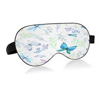 Watercolor Butterflies and Dragonflies Sleep Mask Lightweight Soft Breathable Eye Mask with Adjustable Strap Blackout Eye Mask for Women Men for Travel Night Sleeping