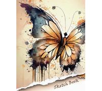 Watercolor Butterfly Sketch Book - Artistic Grunge Cover, 8.5 x 11" Drawing Journal for Creative Expression