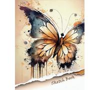 Watercolor Butterfly Sketch Book - Artistic Grunge Cover, 8.5 x 11" Drawing Journal for Creative Expression