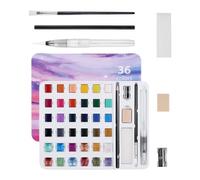 Watercolor Cake Set - Juego de pintura acrílica de 36 colores | Beginner & Professional Artists | Kit de pintura con pincel para niños, adultos, estudiantes, aulas, viajes, al aire libre, manualidades