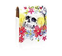 Watercolor-Dia De Muertos - Estuche portátil para pintalabios para viajes, mini caja de almacenamiento de lápiz labial con espejo para mujeres y mujeres, bolsa de cosméticos de cuero, Varios colores, 9.5x2x7 cm/3.7x0.8x2.7 in