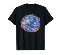 Watercolor Dragon Flowers Beautiful Art Colorful Graphic Camiseta