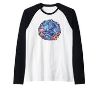 Watercolor Dragon Flowers Beautiful Art Colorful Graphic Camiseta Manga Raglan