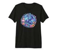 Watercolor Dragon Flowers Beautiful Art Colorful Graphic Camiseta Premium