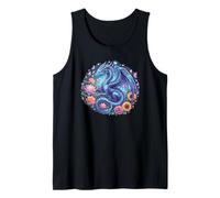 Watercolor Dragon Flowers Beautiful Art Colorful Graphic Camiseta sin Mangas