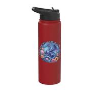 Watercolor Dragon Flowers Beautiful Art Colorful Graphic Stainless Steel Insulated Water Bottle