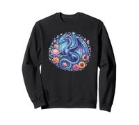 Watercolor Dragon Flowers Beautiful Art Colorful Graphic Sudadera