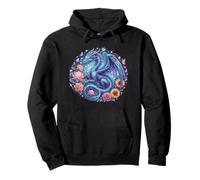 Watercolor Dragon Flowers Beautiful Art Colorful Graphic Sudadera con Capucha