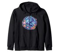 Watercolor Dragon Flowers Beautiful Art Colorful Graphic Sudadera con Capucha