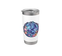 Watercolor Dragon Flowers Beautiful Art Colorful Graphic Vaso térmico de acero inoxidable de doble pared