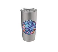 Watercolor Dragon Flowers Beautiful Art Colorful Graphic Vaso térmico de acero inoxidable de doble pared