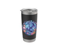 Watercolor Dragon Flowers Beautiful Art Colorful Graphic Vaso térmico de acero inoxidable de doble pared