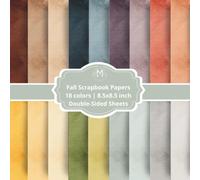 Watercolor Fall Scrapbook Paper Book - 18 Autumn Tones | Double-Sided Decorative Sheets for Scrapbooking, Junk Journaling, Origami, Collage & Cardmaking | Scrapbook Paper Pad for Creative Crafts