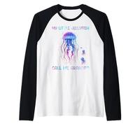 Watercolor Fish Sea My Little Jellyfish Call Me Grandpa Camiseta Manga Raglan