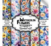 Watercolor Flowers Scrapbook Paper: Double Sided Sheets | Botany Pattern for Card Making, Mixed Media Art, Origami, and Various DIY Craft Projects | 8.5" x 8.5" (21.59 x 21.59 cm)