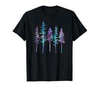 Watercolor Forest Outdoor Pine Tree Nature Hiking Camping Camiseta gráfica económica, Hombre, Negro, L