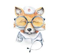 Watercolor Fox Nurse with glasses Composition Notebook: 6x9 - 120 college ruled lined pages for journaling