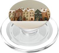 Watercolor Holiday Village Street - Serie de Pan de Jengibre PopSockets PopGrip para MagSafe