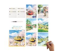 Watercolor Kit - 12 Colors Travel Painting Set With Brush Pen Workbook | Pocket Watercolor Set For Beginners Adults Sketching Art Supplies For Stress Relief