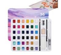 Watercolor Paint - 36 Colors Portable Kit, Painting Set With Brush Pen and Sponge Tools, Pearlescent and Matte Colors | Travel Art Kit for Kids Adults Classroom, Outdoor Projects, Nail Artt