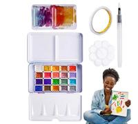 Watercolor Paint Set, Portable Watercolor Paleta, 20 colores Changing Paints, 5,04 x 2,68 pulgadas Multifunctional Solid Set for Artists, Students, and Beginners