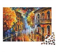 Watercolor Painting Adulto Rompecabezas 1000Piezas Reciclable Material Autumn Street Puzzles Familia Tiempo de Juego Accesorios Perfect for Familia and Friends Cumpleañoss 70x50cm/1000pcs