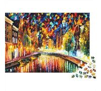 Watercolor Painting Adulto Rompecabezas 1000Piezas Reciclado Material Canal Bridge Jigsaw Puzzle Educativo Juego Decompression Padre-Hijo Juego Accesorios for Home 38x26cm/1000pcs