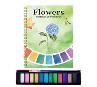 Watercolor Painting Book - Libro de trabajo de arte con pincel y juego de 12 colores | Cuaderno de dibujo de prácticas para principiantes, niños, mujeres, artistas, escuela, hogar, viajes, vacaciones