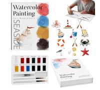 Watercolor Painting Kit - Art Workbook with Brushes | Relaxing