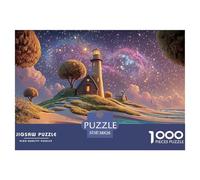 Watercolor Painting of The Milky Way 1000 Pcs Cartón Fuerte Rompecabezas Fairy Tale Landscape Liberador De Estrés Juego Creativo Puzzle para Adultos Y Niños 38x26cm/1000pcs