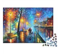 Watercolor Painting Puzzles 1000 Piezas Material Reciclado Rainy Street Puzzle para Boy & Girl Divertido Present & Activity para Casa Ideal para Child‘s Birthday Gift 52x38cm/1000pcs