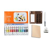 Watercolor Palette Kit - Travel Painting Set | Lightweight Portable Watercolor Box with Sketchbook, Pigment Paints, Brush Pens, Clip Binder, Creative Art Stationery for Students, Kids, Adults, Artists