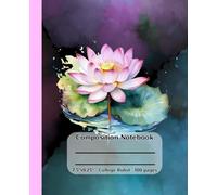 Watercolor Pink Lotus Flower Composition Notebook College Ruled