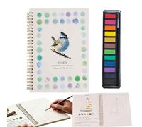Watercolor Practice Book,12-Color Watercolor Painting Practice Book with Supplies,Spiral-Bound Artist Sketchbook,Gift for Beginners,Adults,and Teenagers (A)