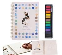 Watercolor Practice Book,12-Color Watercolor Painting Practice Book with Supplies,Spiral-Bound Artist Sketchbook,Gift for Beginners,Adults,and Teenagers (D)