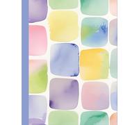 Watercolor Rainbow Grid Notebook: Bright & Artistic Square Pattern | 120 Lined Pages | 7.44 x 9.69 in | Glossy Cover Journal for Notes, School & Everyday Writing