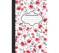 Watercolor Red Floral Composition Notebook: Pretty Botanical Journal for Writing & Study