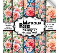 Watercolor Roses Scrapbook Paper: Double Sided sheets | Floral Pattern for Origami, Decoupage, Journaling, and Various DIY Craft Projects | 8.5" x 8.5" (21.59 x 21.59 cm)