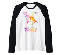 Watercolor Shark Sea Ocean Fish Just a girl who loves sharks Camiseta Manga Raglan